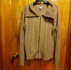 St John's Bay tan zipper cardigan